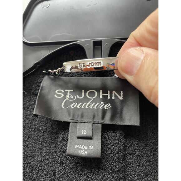 St. John Coat Santana Knit Women 12 Sequin Old Money Luxury Holiday Gala Couture - Picture 3 of 10